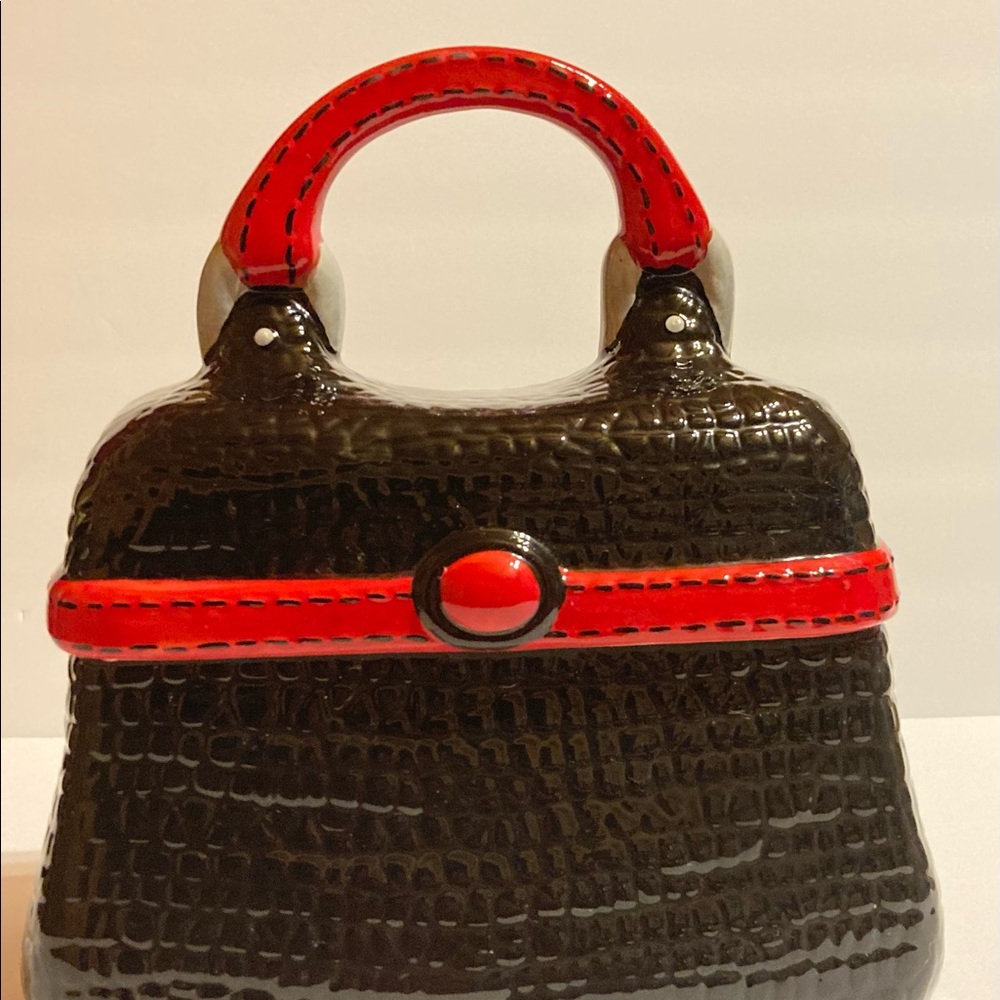 Black And Red Purse Cookie Jar with gray accent